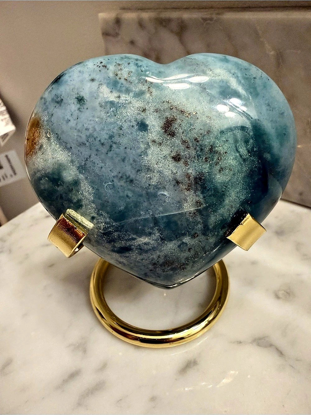 Ocean Jasper Heart with Stand